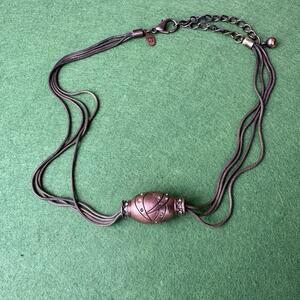 CHICO copper multicord Barrel necklace with stones vintage - with a box :)